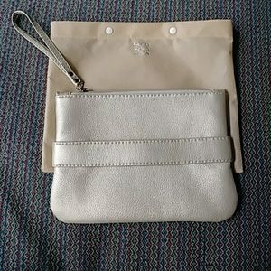 Vegan leather clutch champagne/silver/platinum